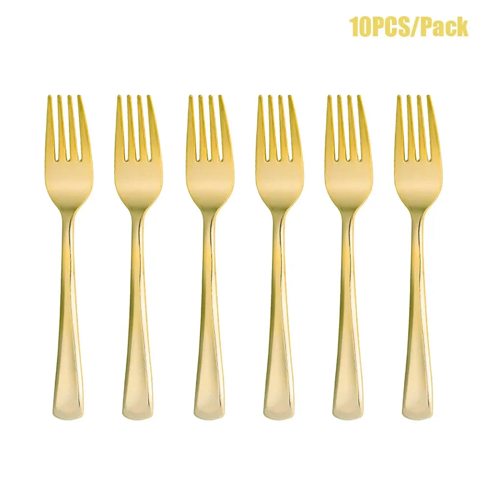 Couverts Jetables Dorés - Lot de 10 – vue 10