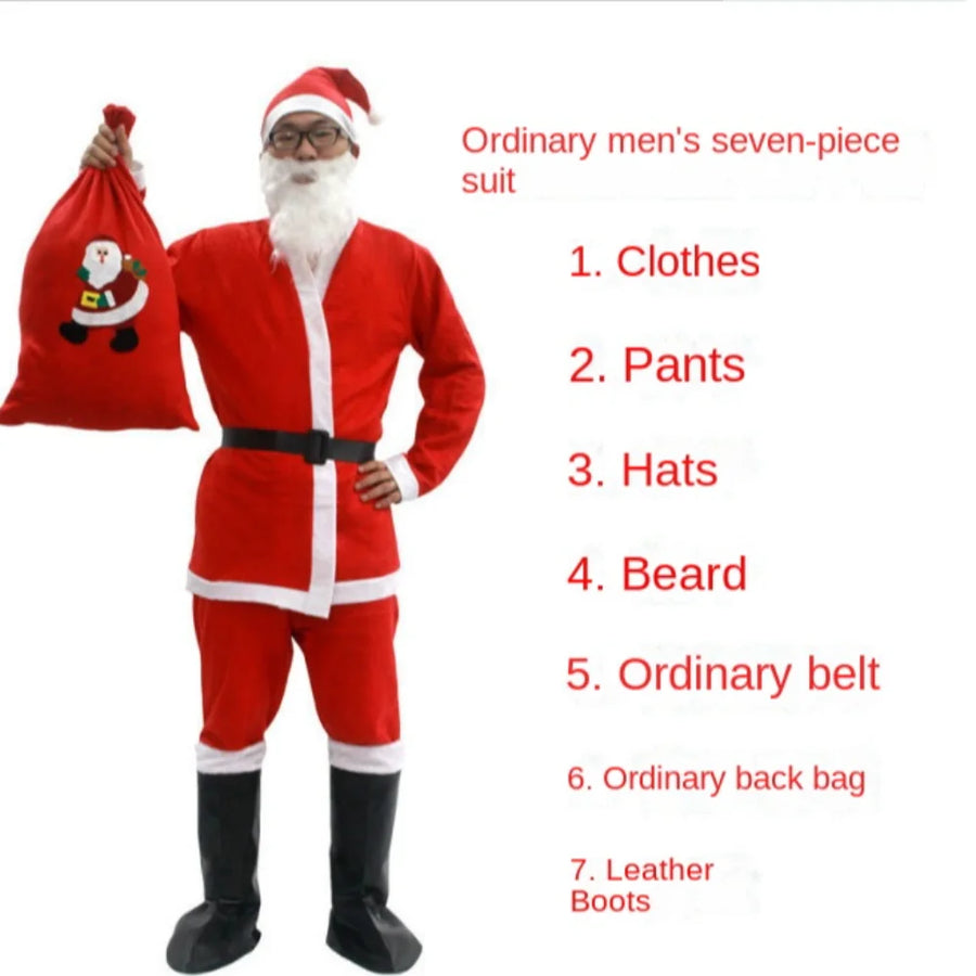 Costume Père Noël avec Barbe et Bonnet