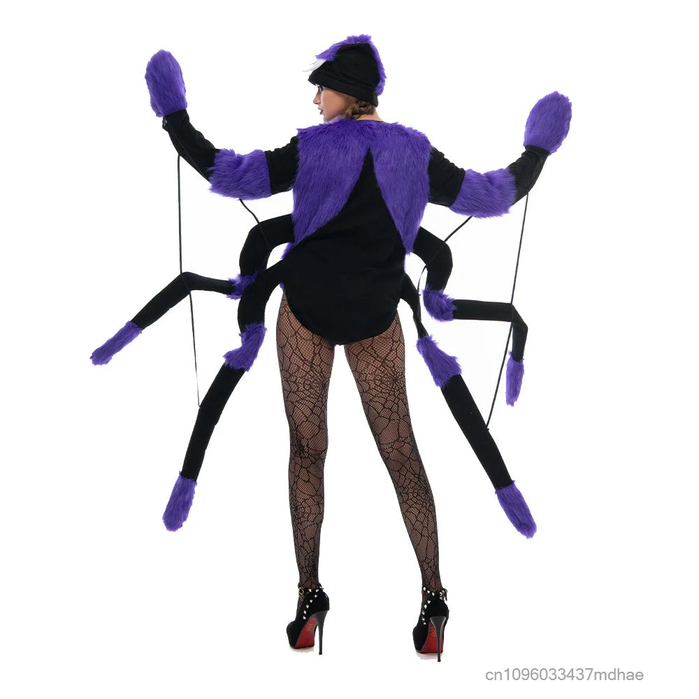Body Araignée Violet Duveteux avec Chapeau Femme – vue 5