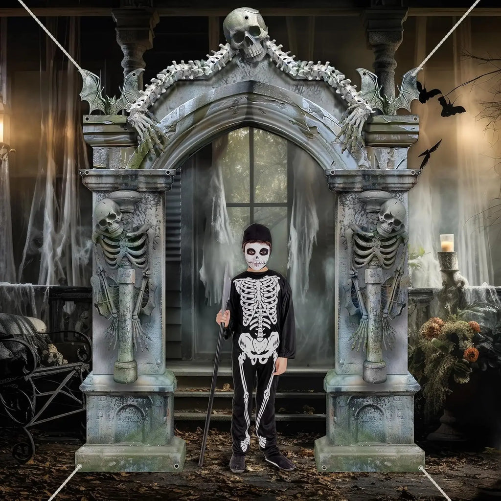 Bannière Halloween Cimetière – Squelettes et Tombes