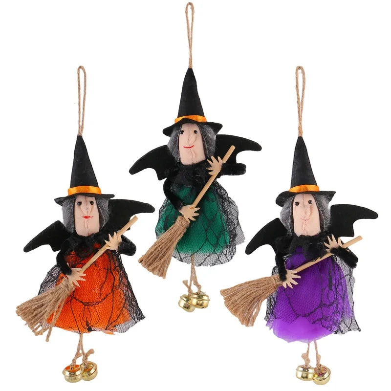 Sorcière Suspendue Halloween – Balai et Grelots