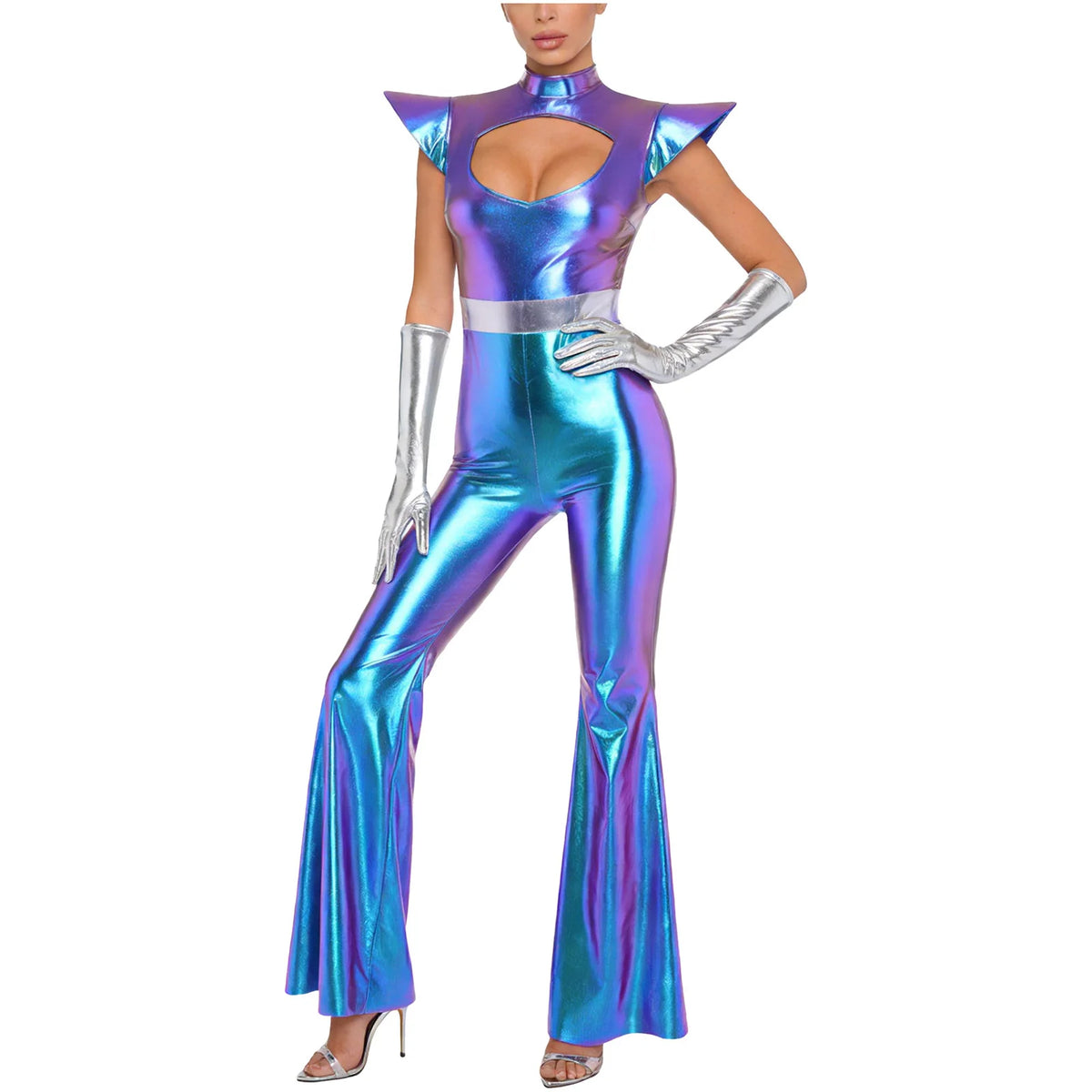 Combinaison Disco Alien Métallisée Femme – vue 2