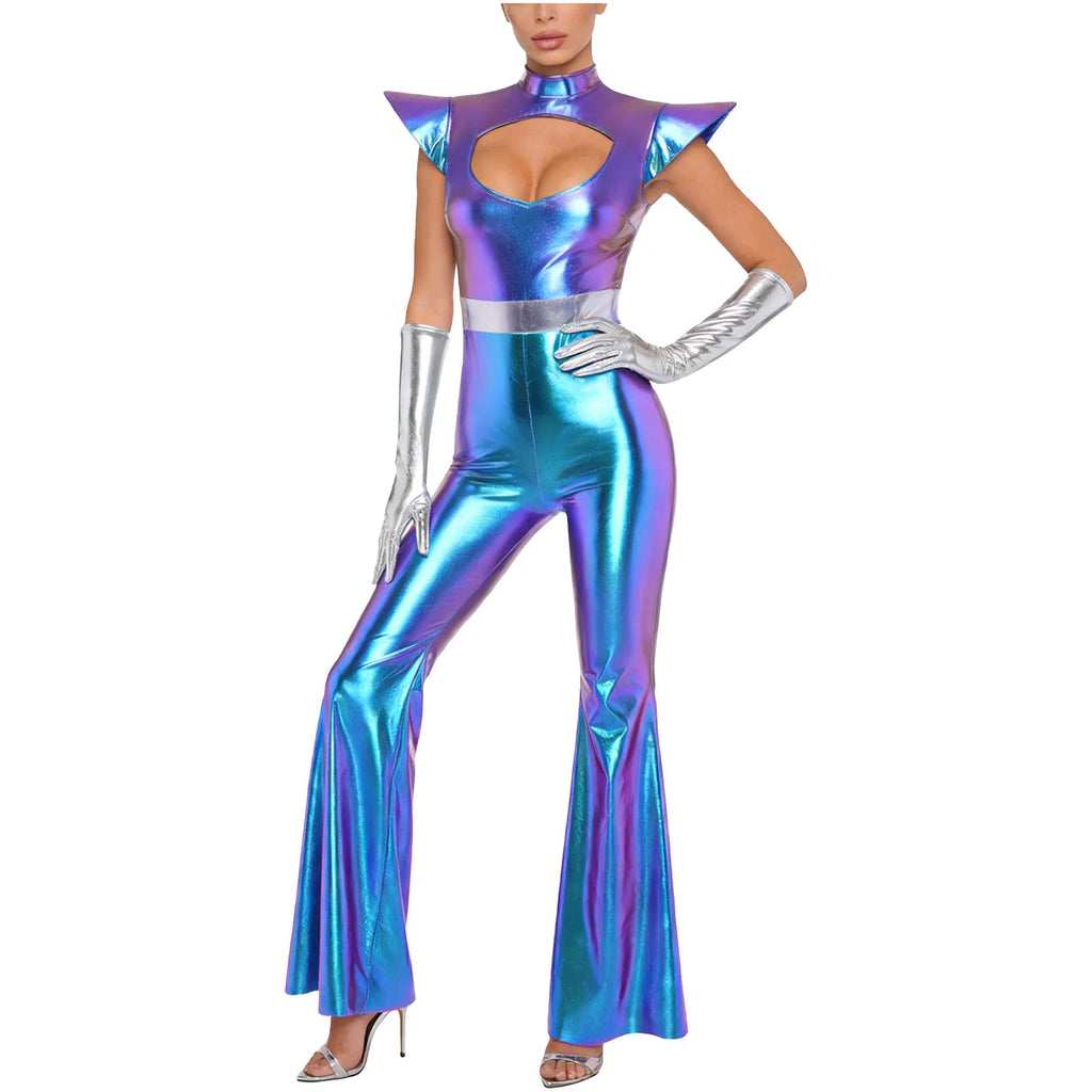 Combinaison Alien Métallisée Femme