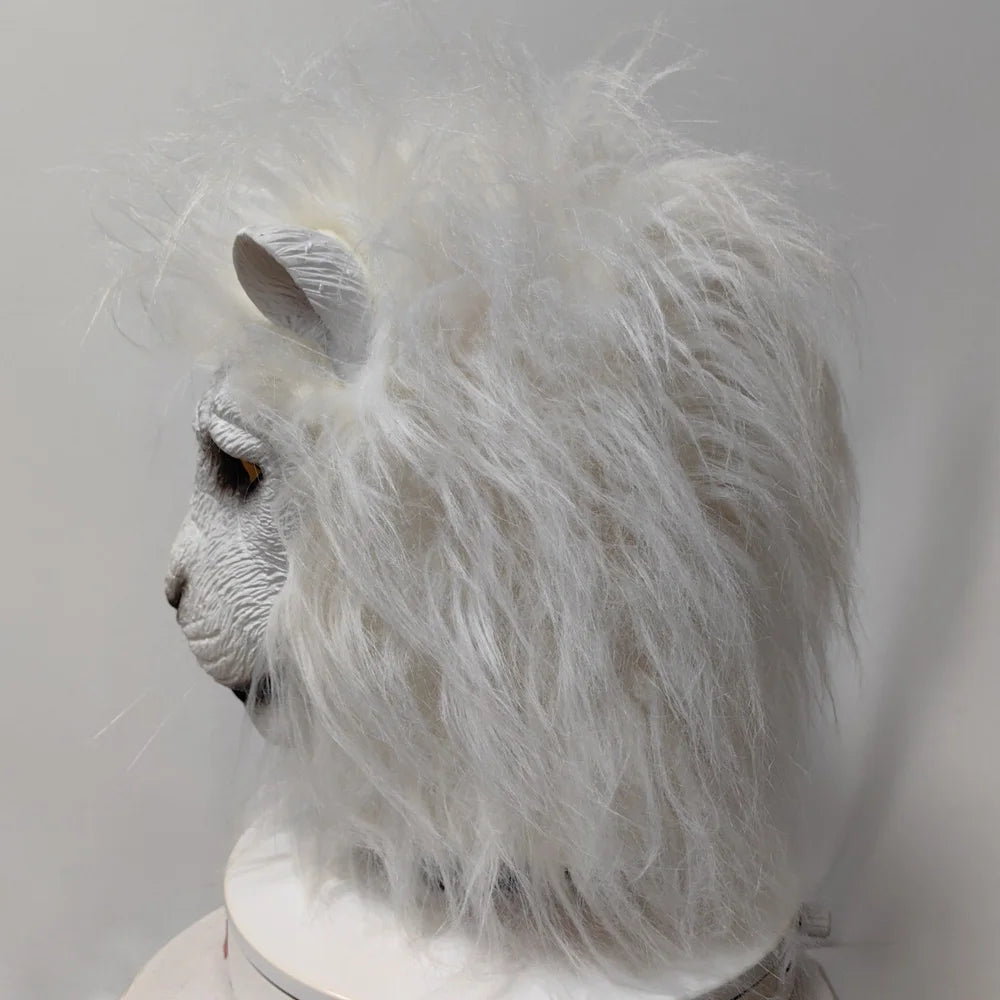 Masque Tête de Lion Blanc en Latex