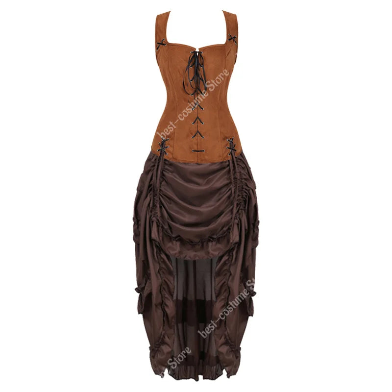Robe Corset Pirate Steampunk Marron – Grandes Tailles – vue 12