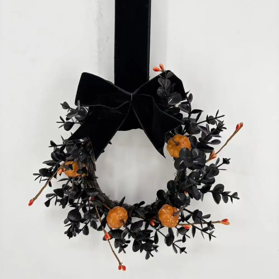 Couronne décorative noire Halloween – vue 2