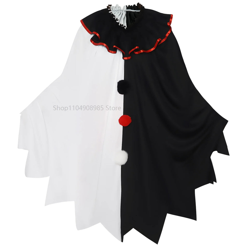 Déguisement Clown Effrayant avec Cape Noir et Blanc