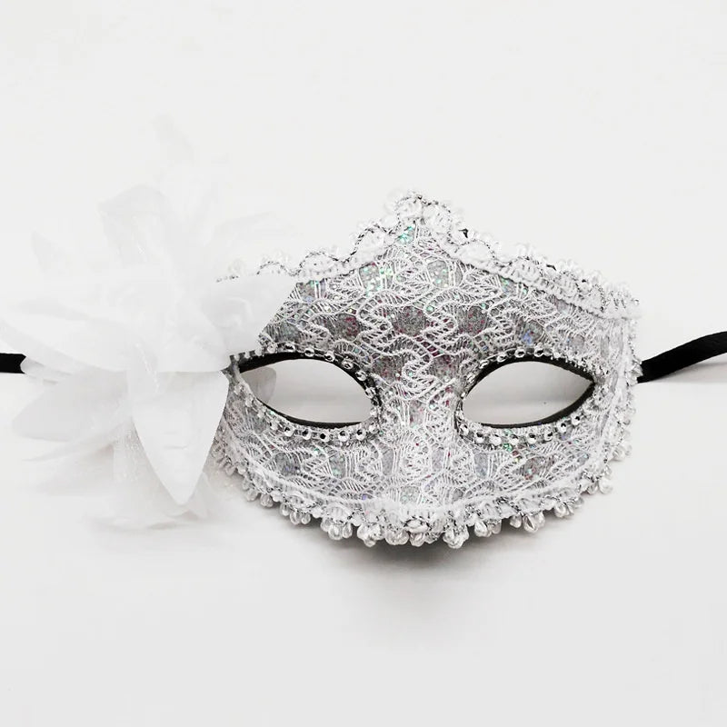 Masque de mascarade dentelle et rose Halloween – vue 9