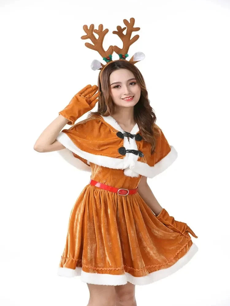 Cape à Capuche Renne Femme – Déguisement de Noël