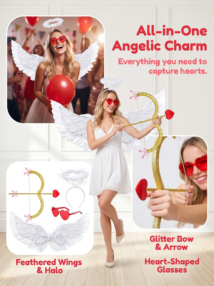 Kit Ange Cupidon Blanc – Ailes, Auréole et Arc