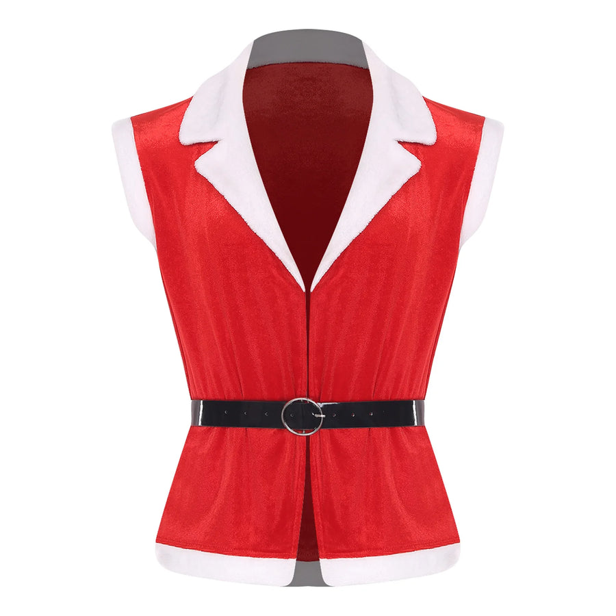 Gilet Père Noël en Velours avec Ceinture – vue 7