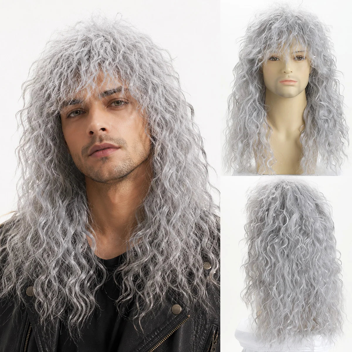 Perruque Rock Années 70-80 Longue Bouclée Homme – vue 7