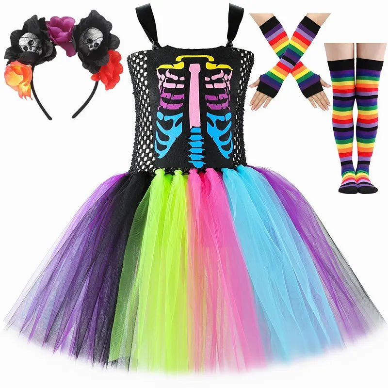 Robe Tutu Squelette Punk Fille