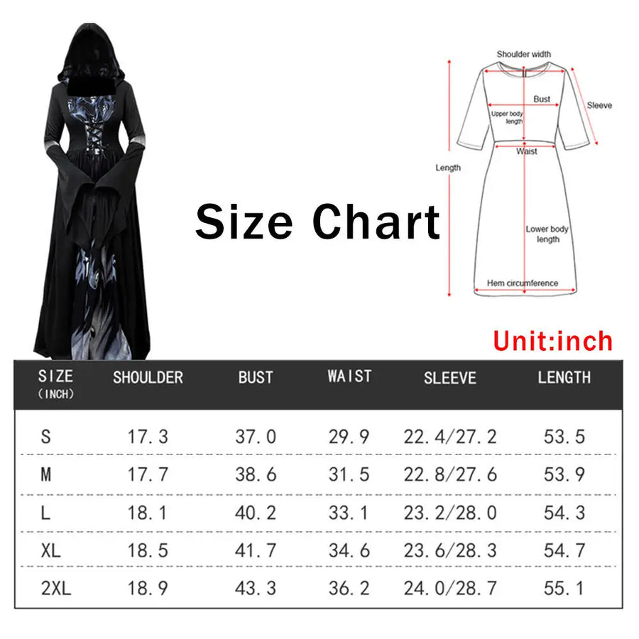 Robe Longue Sorcière Vampire à Capuche – vue 6