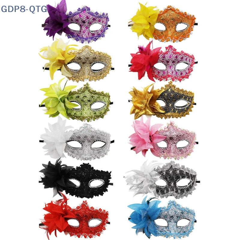 Masque de mascarade dentelle et rose Halloween - Panoplia