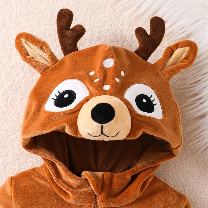 Déguisement Renne Bébé - Combinaison Peluche à Capuche – vue 5