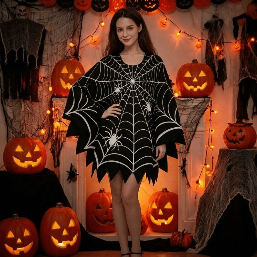 Poncho Toile d'Araignée Noir