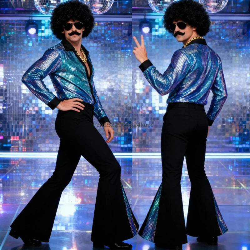 Déguisement Disco Homme Chemise Dorée