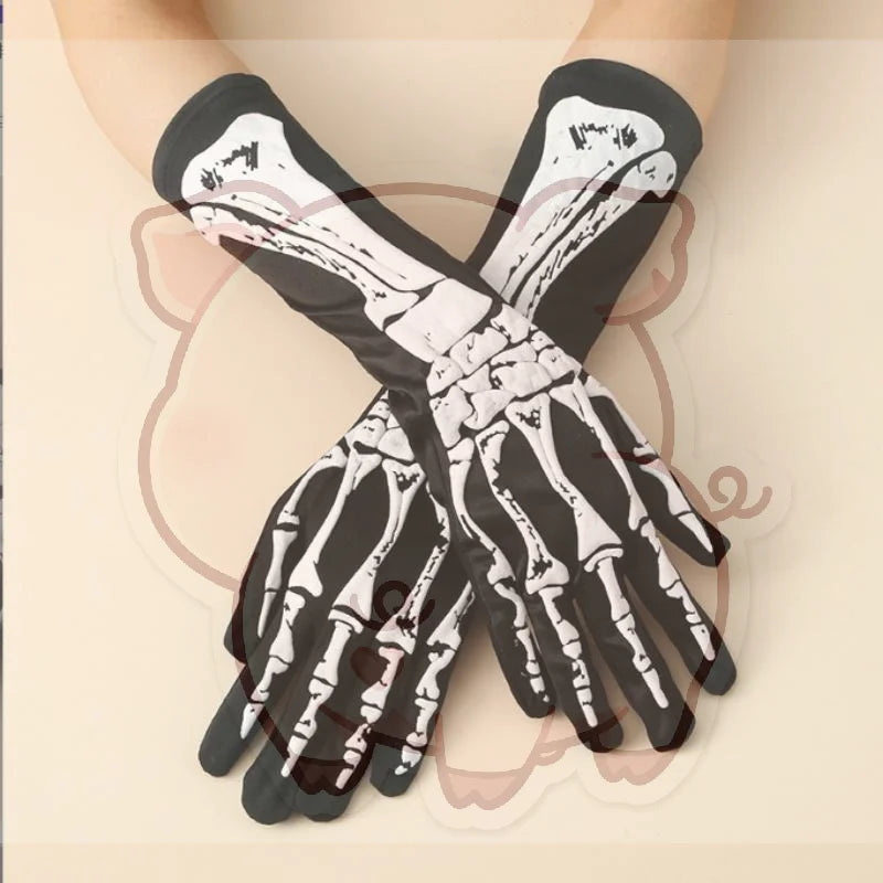 Gants Squelette Noirs – Accessoire Halloween – vue 3