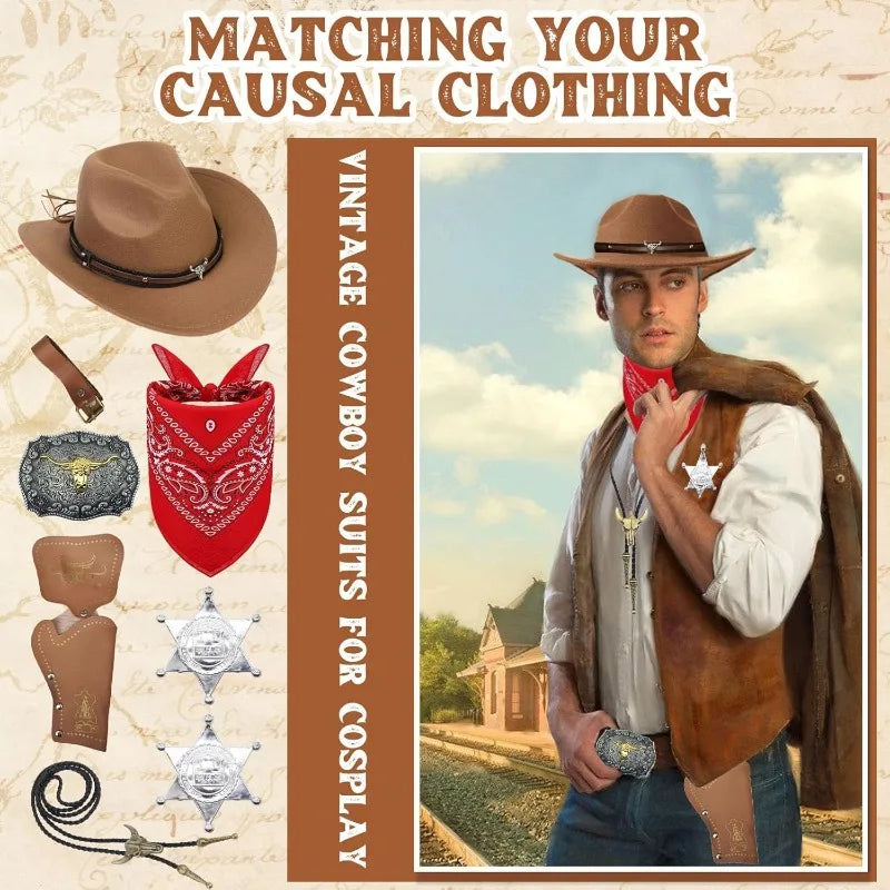 Kit Accessoires Cowboy Chapeau et Étoile de Shérif