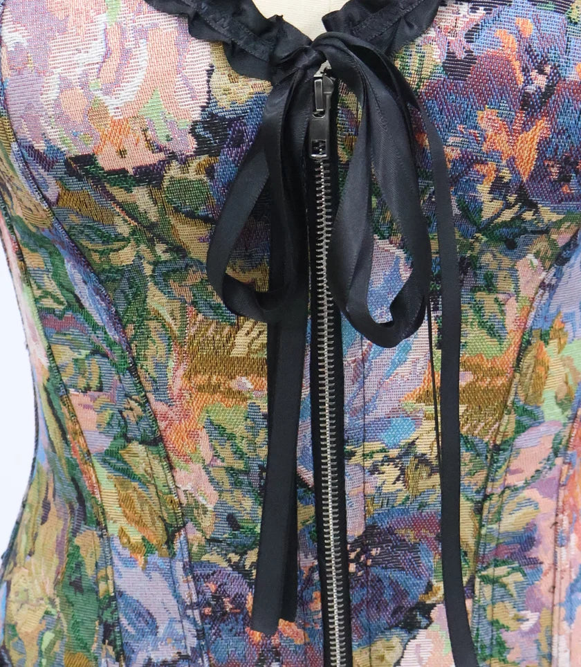 Bustier Corset Brodé Fleuri Femme – Style Vintage – vue 5