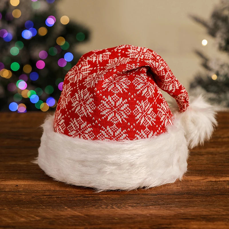 Bonnet de Père Noël Tricoté à Pompon et Fausse Fourrure – vue 6