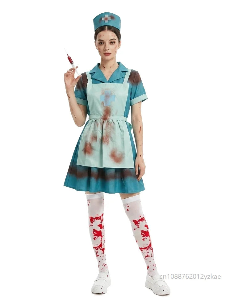 Déguisement Infirmière Zombie Déchirée avec Coiffe – vue 5