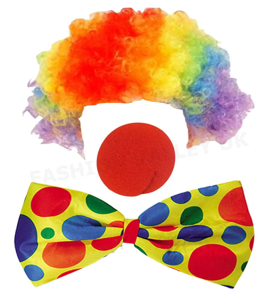 Kit Clown – Nez, Perruque, Nœud Papillon et Chapeau