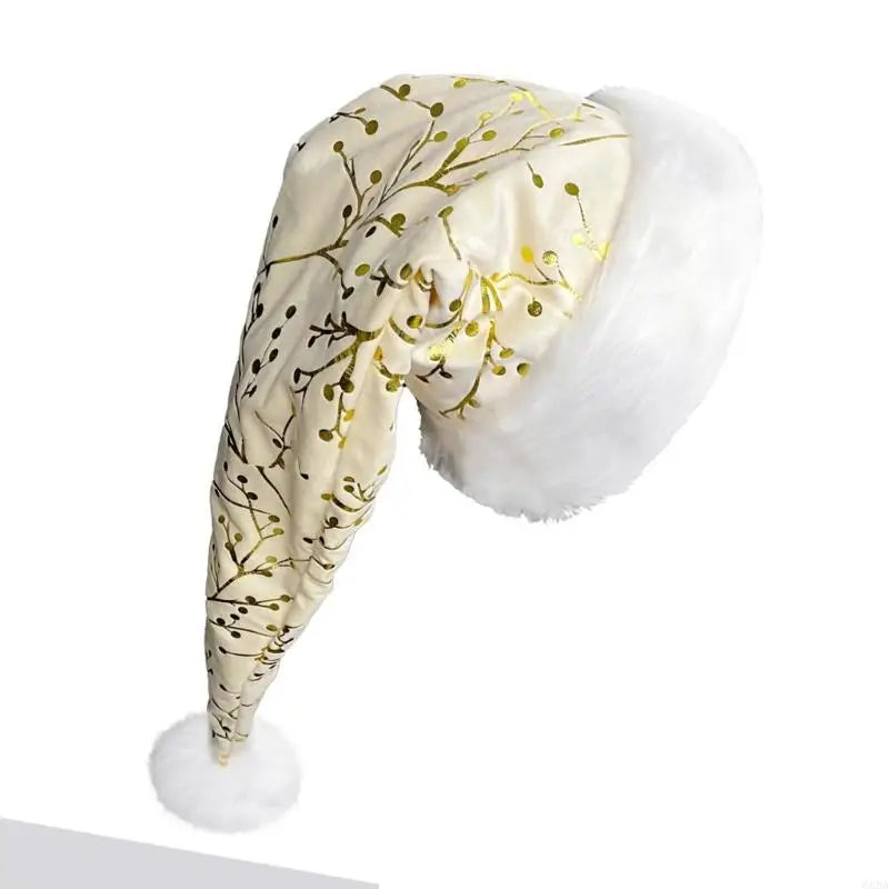 Bonnet de Noël à Motif Doré et Bordure Peluche – vue 2