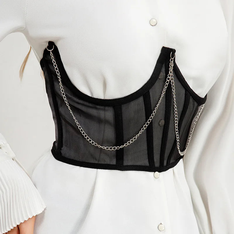 Corset Serre-Taille Punk à Chaînes