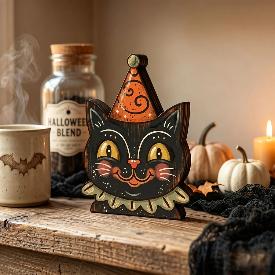 Figurine Halloween en Bois pour Étagère – Quatre Styles