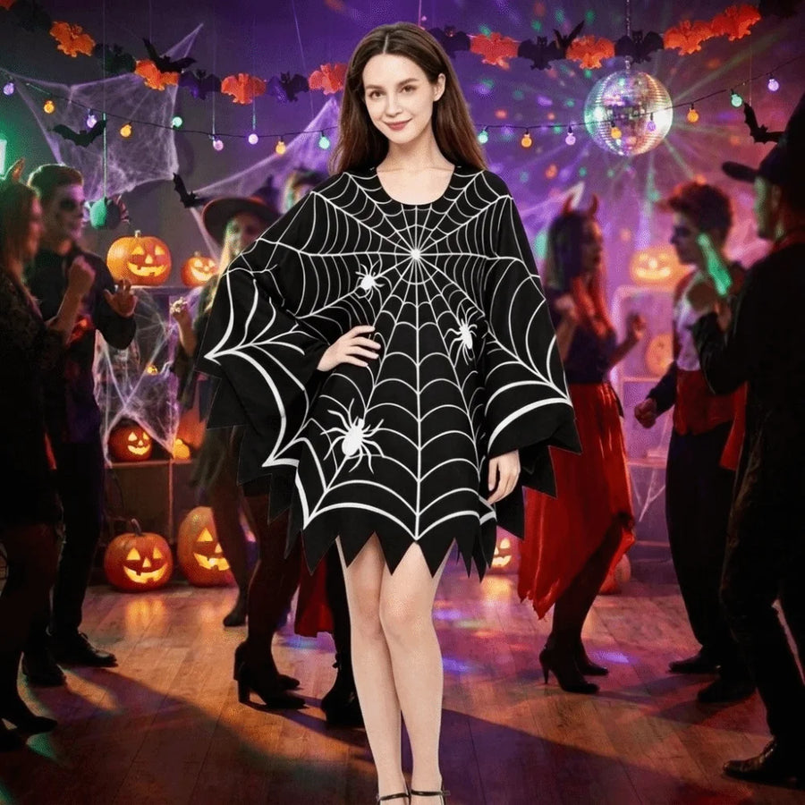 Cape Poncho Toile d'Araignée Noire – Châle Halloween