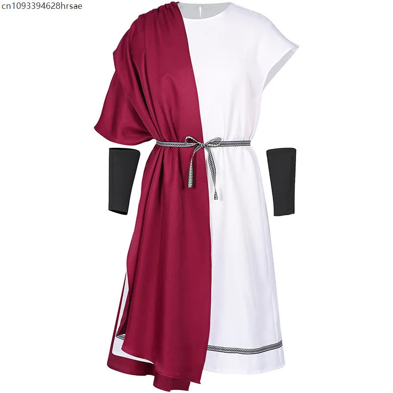 Toge Romaine Rouge Homme avec Ceinture et Bandeau