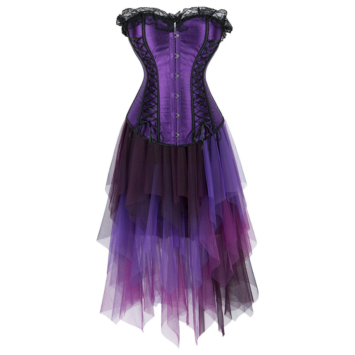 Corset Gothique Satin Femme – Haut ou Ensemble Jupe, S à 2XL