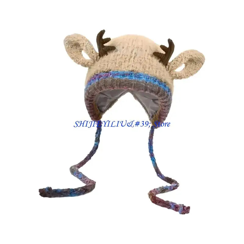 Bonnet Tricoté avec Cornes de Renne – Hiver et Noël – vue 4