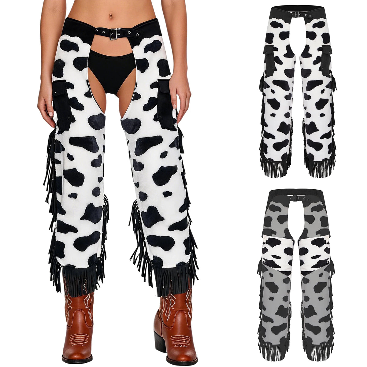Pantalon Cow-Girl Imprimé Vache à Franges – vue 7