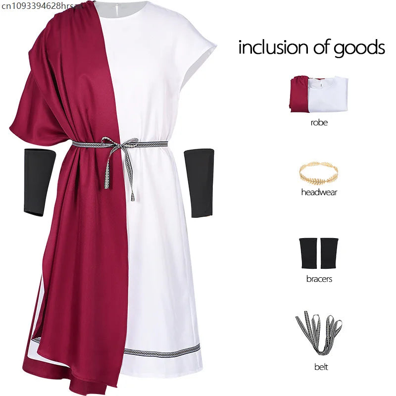 Toge Romaine Rouge Homme avec Ceinture et Bandeau