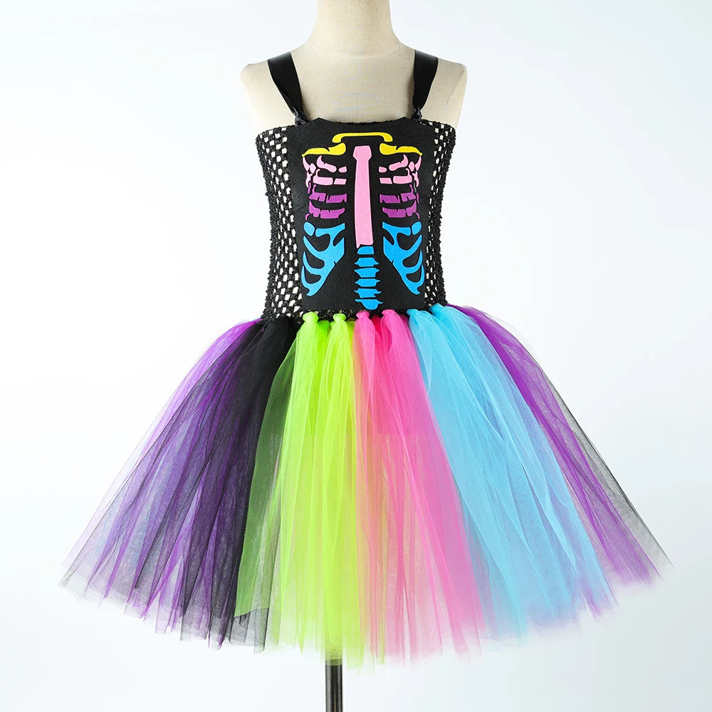Robe Tutu Squelette Arc-en-Ciel Fille