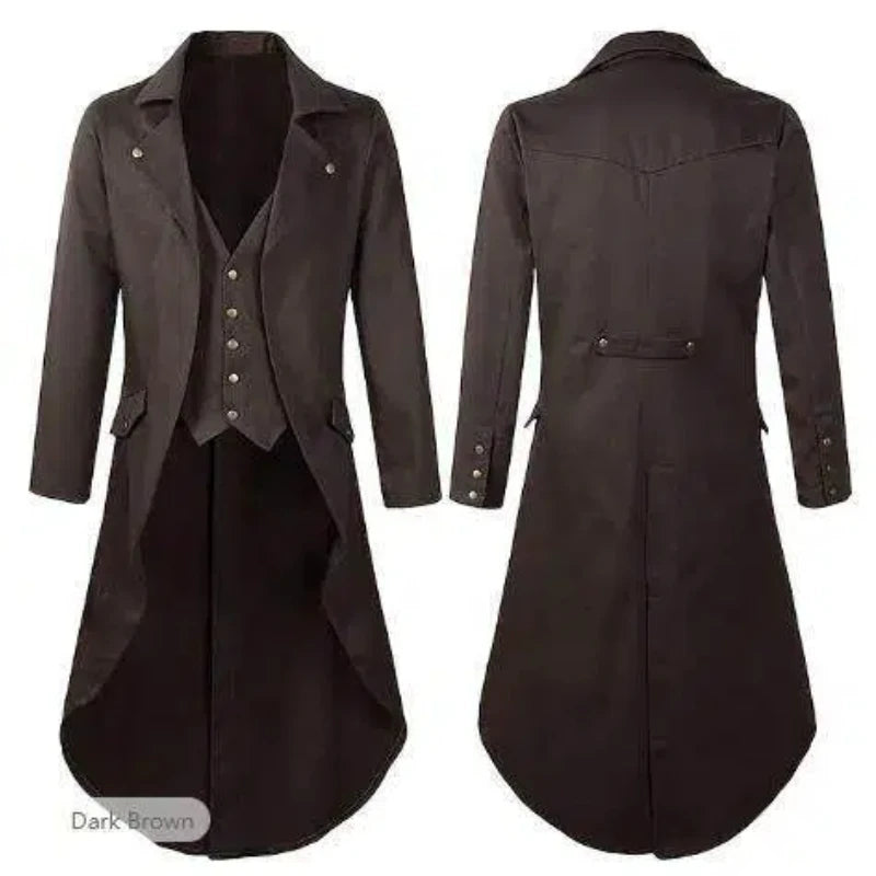 Veste Gothique Steampunk Homme - Costume Médiéval Asymétrique – vue 2