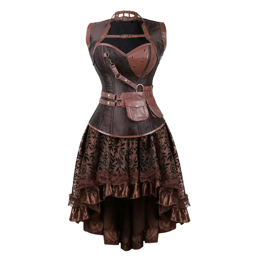 Ensemble Corset Steampunk Sexy et Jupe Asymétrique – vue 17