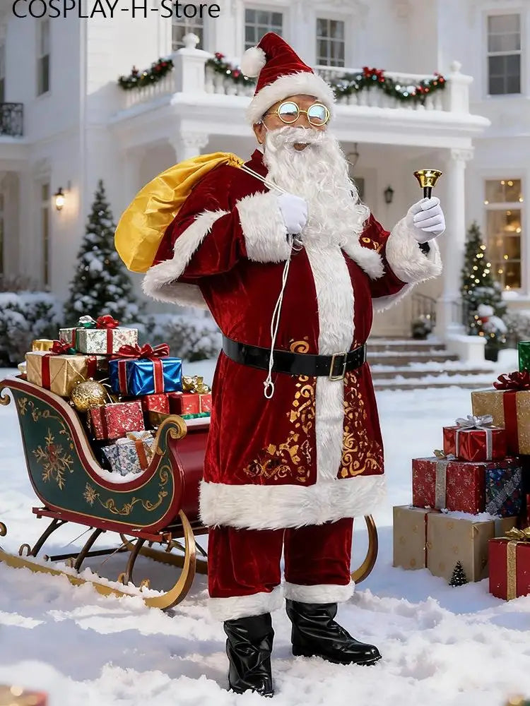Costume Père Noël Doré Homme – Ensembles 8 ou 12 Pièces, M à 6XL