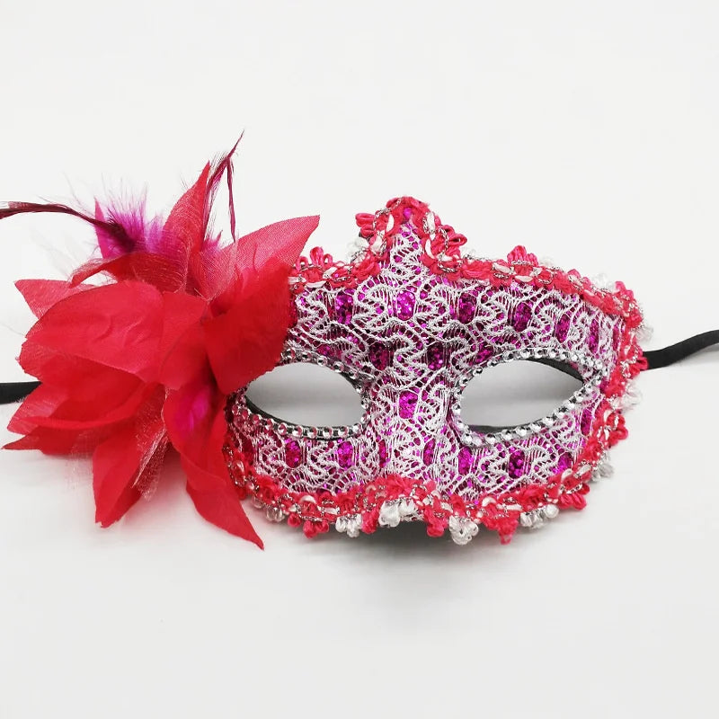 Masque de mascarade dentelle et rose Halloween – vue 16