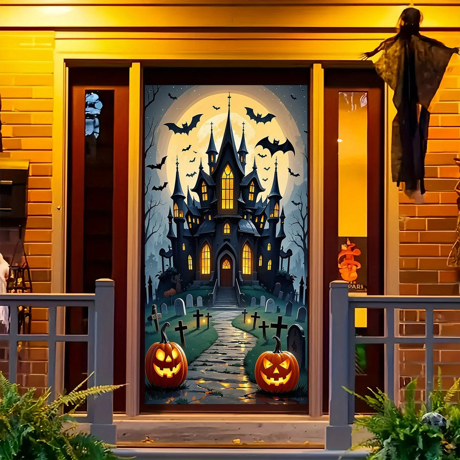 Décoration de Porte Halloween – Château et Fantômes