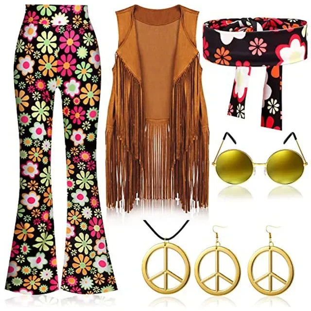 Déguisement Hippie Peace & Love Femme à Franges – vue 9