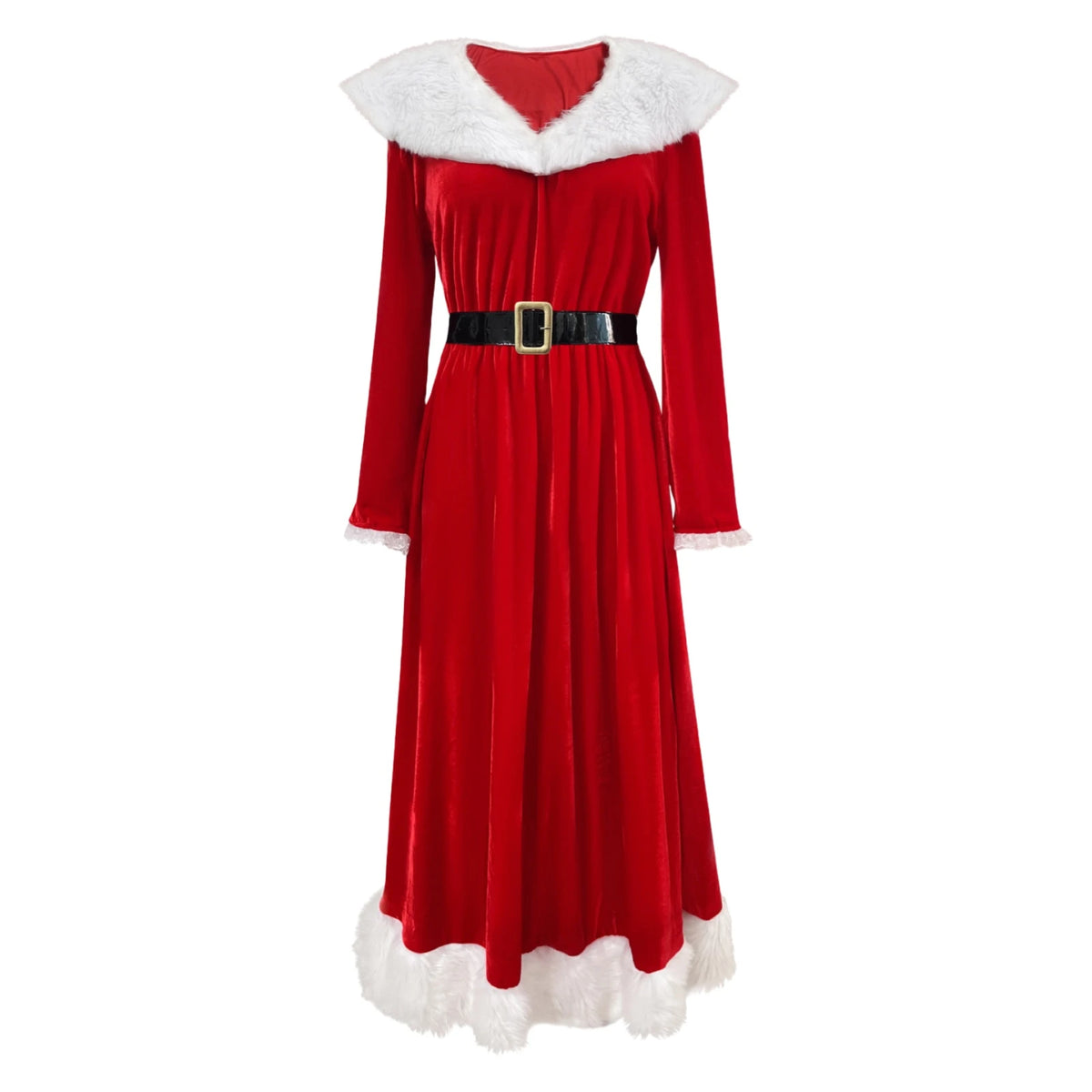 Robe Mère Noël Vintage Manches Longues avec Bonnet – vue 4