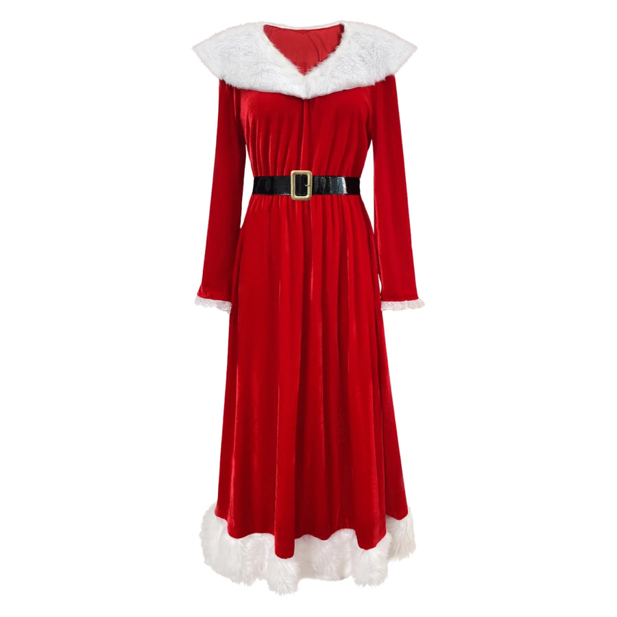 Robe Mère Noël Vintage Manches Longues avec Bonnet – vue 4