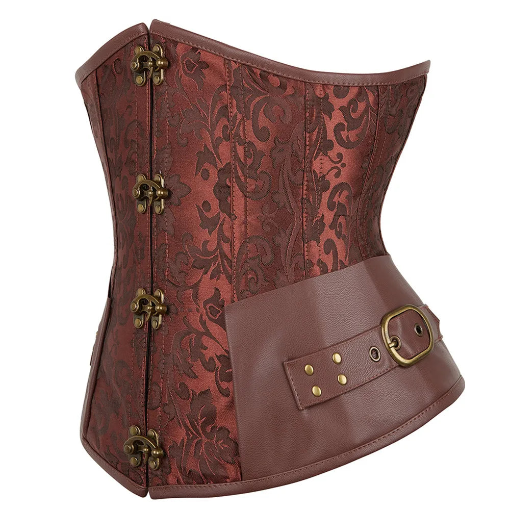 Ensemble Corset Gothique Brodé avec Jupe en Dentelle