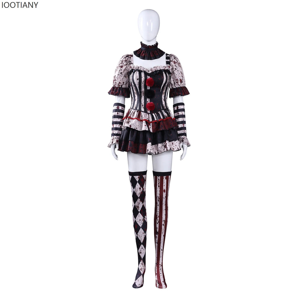Robe Clown Horreur Ensanglantée Rayée
