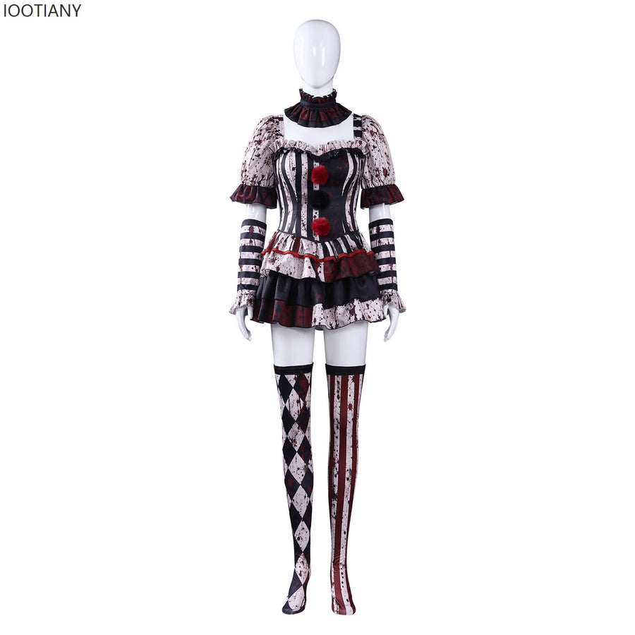 Robe Clown Horreur Ensanglantée Rayée