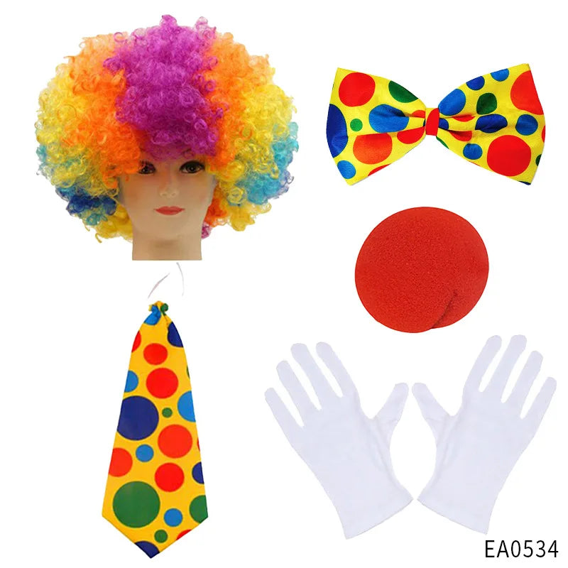 Kit Clown – Nez, Perruque, Nœud Papillon et Chapeau